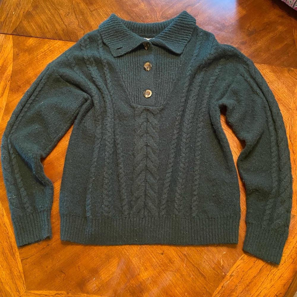 Old Navy Dark Green button up Recycled knit Sweater size large